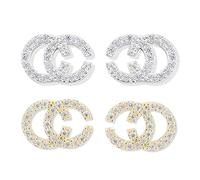 ZGDEIWGF 2 Pares Pendientes De Letras, Pendientes Creativos De Doble C, Pendientes De Cristal Brillante, Pendientes Personalizados, Pendientes De Moda para Mujer, Lindas Joyas para Niñas