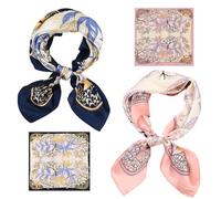 ZGDEIWGF 2 piezas de bufanda cuadrada estampada, bufanda cuadrada suave, bufanda decorativa, bufanda estampada retro, bufanda pequeña para mujer, elegante bufanda de seda, bufanda cuadrada de satén