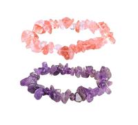 ZGDEIWGF 2 Piezas De Pulseras De Grava De Cristal, Pulseras Elásticas De Grava Pequeñas, Pulseras De Cristal Irregulares, Pulseras De Hilo De Cristal, Pulseras De Cristal De Moda