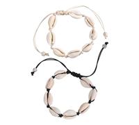 ZGDEIWGF 2 piezas de pulseras trenzadas de conchas, pulseras ajustables, pulseras de conchas vintage, joyas de playa, joyas de tobillo de playa, tobilleras junto al mar de verano