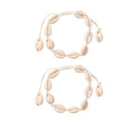 ZGDEIWGF 2 piezas de pulseras trenzadas de conchas, pulseras ajustables, pulseras estilo, joyería de playa, tobilleras estilo hawaiano, pulseras creativas personalizadas