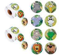 ZGDEIWGF 2 Rollos (1000 Piezas) Pegatinas de Animales de la Selva, Pegatinas de Animales Realistas, Pegatinas Interesantes para Niños, Adecuado para Libretas y Diarios de Bricolaje