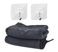ZGDEIWGF 2 Toallas Cuadradas Absorbentes, 2 Ganchos Transparentes, Toallas De Microfibra, Paños Absorbentes para Limpieza De Automóviles, Toallas De Secado De Baño, Paños De Cocina