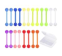 ZGDEIWGF 20 uñas de lengua color caramelo, 1 caja de almacenamiento, lengua de plástico perforado, silicona perforado