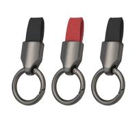 ZGDEIWGF 3 clips de llavero de coche para hombre y mujer, llavero de coche, hebilla, Cuero negro de Gunmetal, Talla única