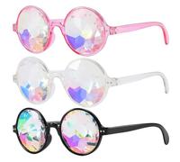ZGDEIWGF 3 piezas de gafas de mosaico facetadas, gafas de carnaval, gafas de sol de festival, accesorios de festival, gafas de caleidoscopio