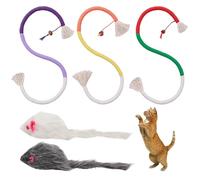 ZGDEIWGF 3 Piezas De Juguetes De Cuerda para Masticar Gatos, 2 Piezas De Ratones De Peluche, Cuerda para La Dentición De Mascotas, Juguetes para Masticar para Gatos, Cuerda para Limpiar Los Dientes