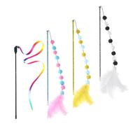 ZGDEIWGF 3 Piezas De Palos De Plumas para Gatos, 1 Pieza De Palo Divertido para Gatos con Correas, Juguetes para Gatitos, Juguetes para Gatos, Juguetes para Gatos con Palos De Plumas