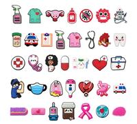 ZGDEIWGF 36 piezas de accesorios médicos para zapatos, accesorios médicos, clips para zapatos, agujas para zapatos, insignias, colgantes para zapatos, talla única, Cloruro de polivinilo