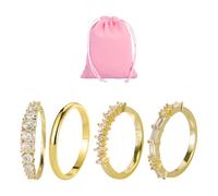 ZGDEIWGF 4 anillos de circonita, 1 bolsa de joyas, anillos de joyería de diamantes, anillos apilables, anillos personalizados de moda, anillos de circonita, Zinc