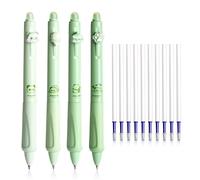 ZGDEIWGF 4 bolígrafos borrables azules y 10 piezas de recarga, punta de 0,5 mm, juego de bolígrafos, bolígrafos de animales, útiles escolares, papelería dulce