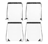 ZGDEIWGF 4 bolsas transparentes con cordón, mochila transparente con borde negro, bolsa de deporte transparente, bolsa de doble cordón, bolsa de almacenamiento de viaje, bolsa de ropa de fitness,