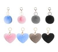 ZGDEIWGF 4 Llaveros Con Pompones, Llaveros De Bolas De Amor, Llaveros De Felpa Suave