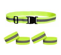 ZGDEIWGF 4 Piezas de Pulseras Reflectantes, 1 Pieza de cinturón Reflectante, Tiras Reflectantes para Bicicleta, Tiras Reflectantes, Pulseras Reflectantes, brazaletes Reflectantes