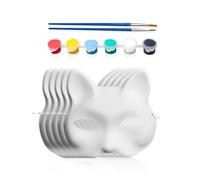 ZGDEIWGF 5 máscaras de gato blanco, 6 colores de color, 2 lápices de colores, máscaras de zorro, máscaras, accesorios de ropa