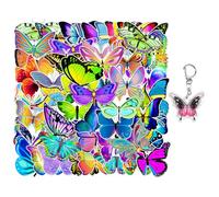 ZGDEIWGF 50 Pegatinas De Mariposas, 1 Colgante De Mariposa, Pegatinas De Álbumes De Recortes, Lindas Pegatinas De Mariposas para Teléfono, Pegatinas De Computadora