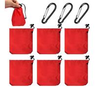 ZGDEIWGF 6 bolsas de almacenamiento rojas y 3 mosquetones negros, bolsas de almacenamiento para viajes y exteriores, bolsas de almacenamiento de nailon impermeables, bolsa pequeña con cordón