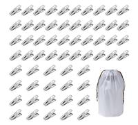 ZGDEIWGF 60 Piezas De Pinzas para La Ropa, 1 Pieza De Bolsa De Almacenamiento, Pinzas para La Ropa con Resorte De Acero Inoxidable, Clavijas para Colchas De Metal,