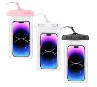 ZGDEIWGF Bolsa Impermeable para Teléfono Móvil, 3 Piezas, Negro, Rosa, Blanco, PVC, Diseño Sellado, Pantalla Táctil, Acuáticas, Surf