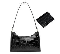 ZGDEIWGF Bolso Axilado Negro y Monedero, Bandolera con Textura, Bolso De Mujer De Gran Capacidad, Adecuado Para Viajes Y Citas, Negro, Talla Única