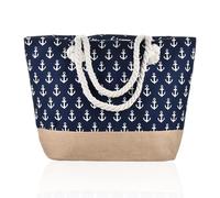 ZGDEIWGF Bolso de Playa con Estampado de Ancla, Lona para Hombro y Axila de Gran Capacidad - Ideal para Fitness y Actividades Familiares