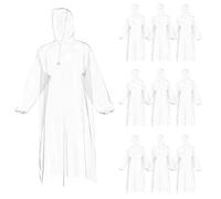 ZGDEIWGF Chubasquero transparente de 10 piezas, chubasquero portátil, poncho de plástico, poncho impermeable para adultos, poncho para acampar, equipo de viaje y para exteriores