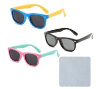 ZGDEIWGF Gafas de Sol Polarizadas para Niños y Niñas - 3 Unidades con Paño de Limpieza, Multicolor - Protección al Aire Libre, a Prueba de Viento para Bicicleta