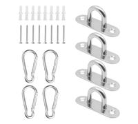 ZGDEIWGF Hebilla De Puerta De 4 Piezas Con Tornillos De 8 Piezas, Mosquetón De 4 Piezas, Hebilla Para Colgar, Placa De Ojo De Acero Inoxidable, Gancho Para Techo, Anillo De Tracción Resistente