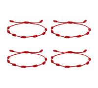 ZGDEIWGF Pack De 4 Pulseras De Siete Nudos, Pulseras Rojas Trenzadas, Pulseras De La Amistad, Pulseras De La Suerte, Pulseras De Pareja Ajustables, Pulseras Personalizadas Sencillas