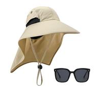 ZGDEIWGF Sombrero de Senderismo y Pesca para Hombre con Gafas de Sol, Protección para el Cuello, Jardín, Beige, 30-42