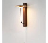 ZGDHWCR Lámpara de pared LED de luz cálida de estilo industrial moderno, aplique de pared de travertino amarillo natural, base de madera, con interruptor de cremallera, luminaria decorativa para sala