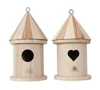 Zgehnao 2 casitas de madera para pájaros para pintar el exterior para pájaros hechos a mano con percha para pájaros pequeños decoración de jardín