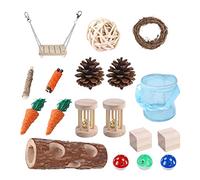 Zgehnao 20 piezas de conejos, juguete para masticar, tubo oscilante, bolas de madera para masticar, juguete para ardillas, dientes de mascotas pequeñas