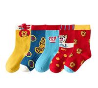 Zgehnao 5 pares de calcetines de Navidad para niños, diseño de Papá Noel, muñeco de nieve, calcetines navideños, 4, S, 10-15 Short