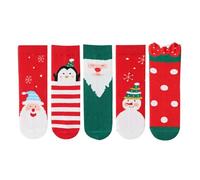 Zgehnao 5 pares de calcetines de Navidad para niños, diseño de Papá Noel, muñeco de nieve, calcetines navideños, 7, S, 10-15 Short