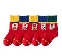 Zgehnao 5 pares de calcetines de Navidad para niños, diseño de Papá Noel, muñeco de nieve, calcetines navideños