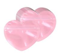 Zgehnao 50 bolsas de celofán para celofán, bolsas de corazón para embalaje de joyas, bolsas de galletas para el día de San Valentín, cierre de cremallera