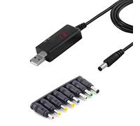 Zgehnao Adaptador de línea de alimentación USB de 5 V a CC 9 V 12 V, USB a 8 conectores de agujero redondo, cable USB LED