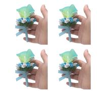 Zgehnao Boutonniere de boda, 4 piezas de boutonniere para novia, dama de honor, flores realistas para bailes, trajes de novia, decoraciones de ramillete