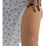 Zgehnao Cadena sexy para muslo, cadena de muslo, cadena de pierna para el cuerpo, arnés de pierna, liguero de moda, playa, club, fiesta, suministros corporales, Blanco K0139, Suitable for leg