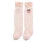 Zgehnao - Calcetines altos hasta la rodilla, calcetines de rodilla para niñas con bordado de fresa para recién nacidos de 0 a 3 años