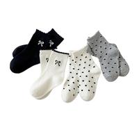 Zgehnao Calcetines con puños, 4 pares de calcetines de algodón cómodos para niñas de 3 a 10 años para otoño e invierno, Estilo 2, S, 10-15 Short