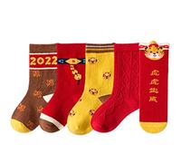 Zgehnao - Calcetines de Navidad para niños, 5 pares de calcetines de Navidad de dibujos animados de Papá Noel, muñeco de nieve para niños