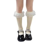 Zgehnao Calcetines de rodilla sueltos, calcetines de encaje para pantorrilla, calcetines altos con lazo, calcetines de pierna larga hasta la rodilla, calcetines transpirables para niños, amarillo, 10