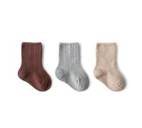 Zgehnao - Calcetines de tobillo, 3 pares de calcetines para bebé para niños y niñas, calcetines cálidos, color sólido, accesorios de ropa de invierno, Café, S, 10-15 Short