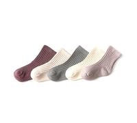 Zgehnao Calcetines para bebé, 5 pares, calcetines de algodón sólido para primavera y otoño, calcetines de punto para recién nacidos