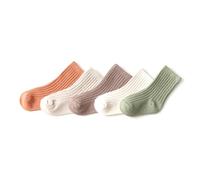 Zgehnao Calcetines para bebé, 5 pares, calcetines de algodón sólido para primavera y otoño, calcetines de punto para recién nacidos, B, XL para 5 a 8 años, 10-15 Short