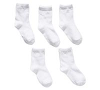 Zgehnao Calcetines para niños, 5 pares de calcetines blancos para bebés, niños y niñas, de algodón, transpirables, unisex, calcetines de uniforme de algodón