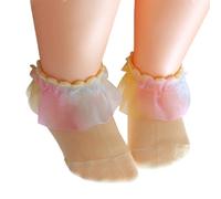 Zgehnao Calcetines tobilleros, con ribete de encaje, calcetines para recién nacidos de 0 a 8 años, calcetines cálidos unisex antideslizantes con volantes, calcetines de algodón para bebés