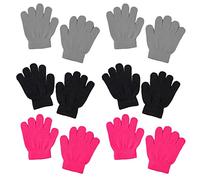 Zgehnao Calentador de muñeca, 6 pares de guantes de punto de invierno para niños, guantes cálidos de color sólido, C#, Suitable for 5-15 Years